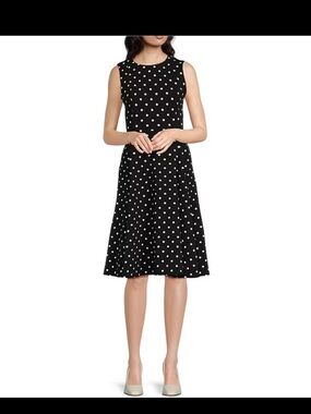 Calvin Klein Black Dress with White Polka Dots